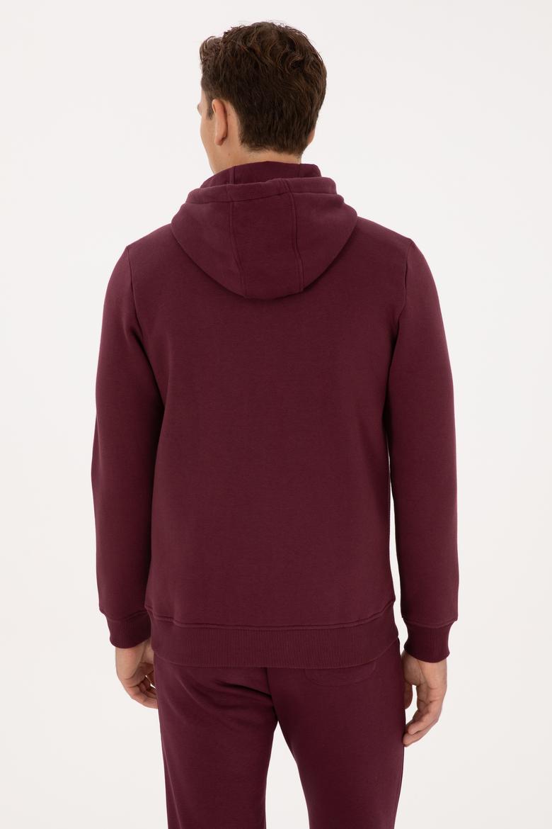 Erkek Regular Fit Koyu Bordo Şardonlu Örme Hırka - 50313755091