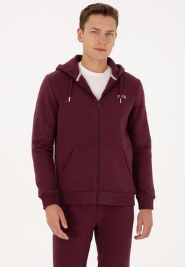 Erkek Regular Fit Koyu Bordo Şardonlu Örme Hırka - 50313755091