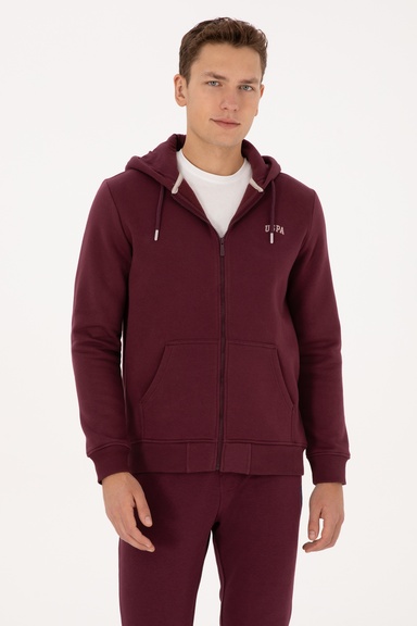 Erkek Regular Fit Koyu Bordo Şardonlu Örme Hırka