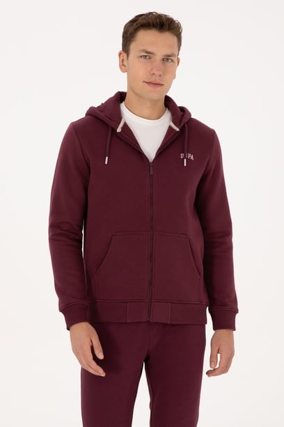 Erkek Regular Fit Koyu Bordo Şardonlu Örme Hırka