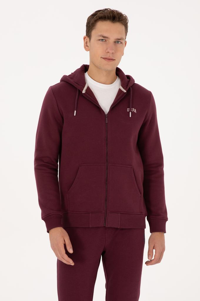 Erkek Regular Fit Koyu Bordo Şardonlu Örme Hırka