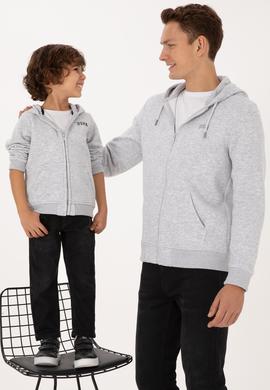 Erkek Regular Fit Açık Gri Şardonlu Örme Hırka - 50313755121