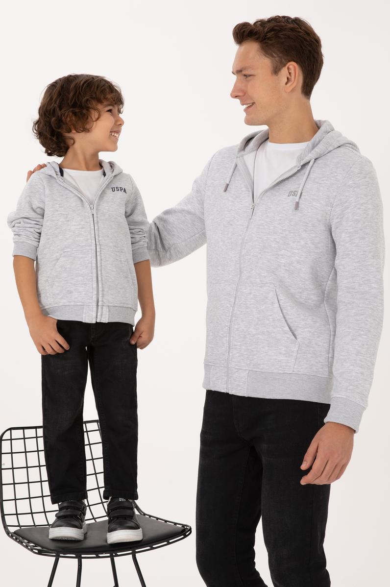 Erkek Regular Fit Açık Gri Şardonlu Örme Hırka