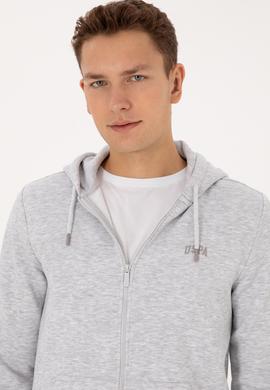 Erkek Regular Fit Açık Gri Şardonlu Örme Hırka - 50313755121