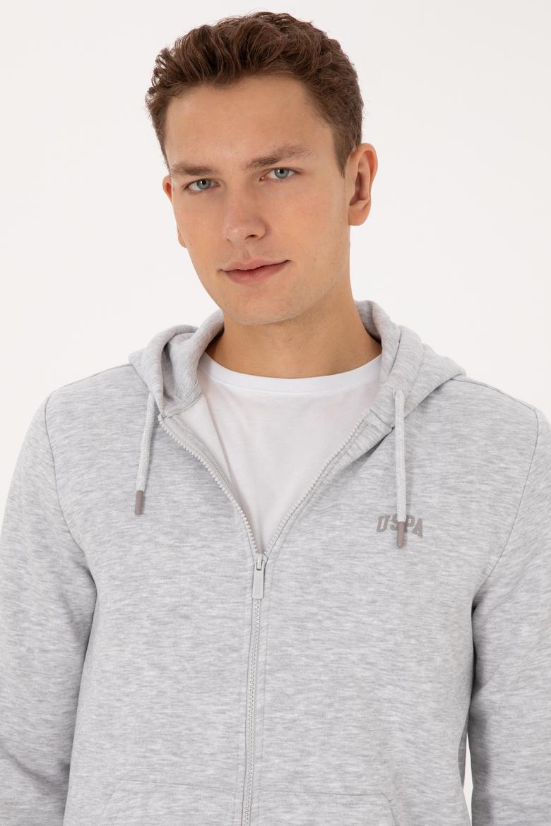 Erkek Regular Fit Açık Gri Şardonlu Örme Hırka - 50313755121