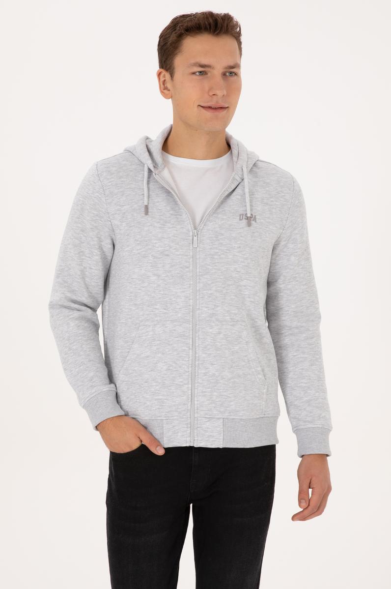 Erkek Regular Fit Açık Gri Şardonlu Örme Hırka