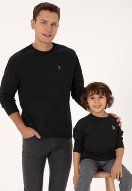 Erkek Regular Fit Bisiklet Yaka Siyah İnce Basic Sweatshirt - 50313752007