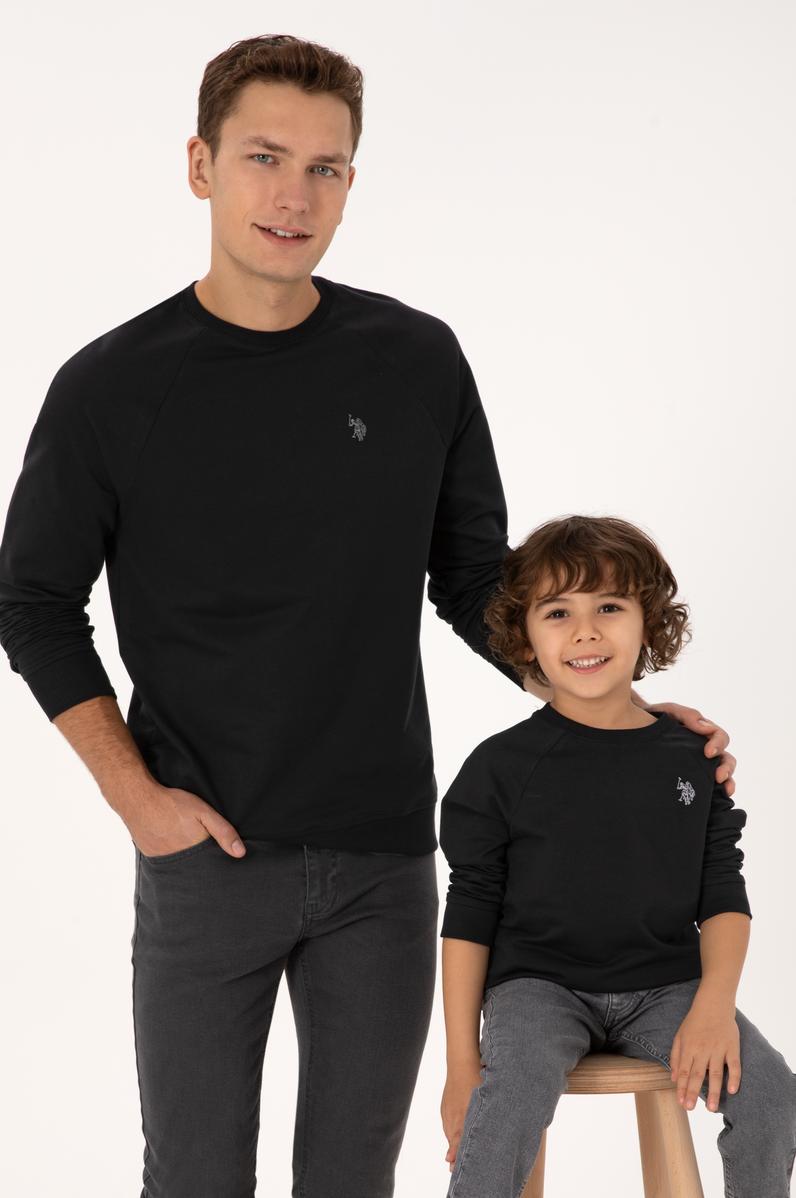 Erkek Regular Fit Bisiklet Yaka Siyah İnce Basic Sweatshirt