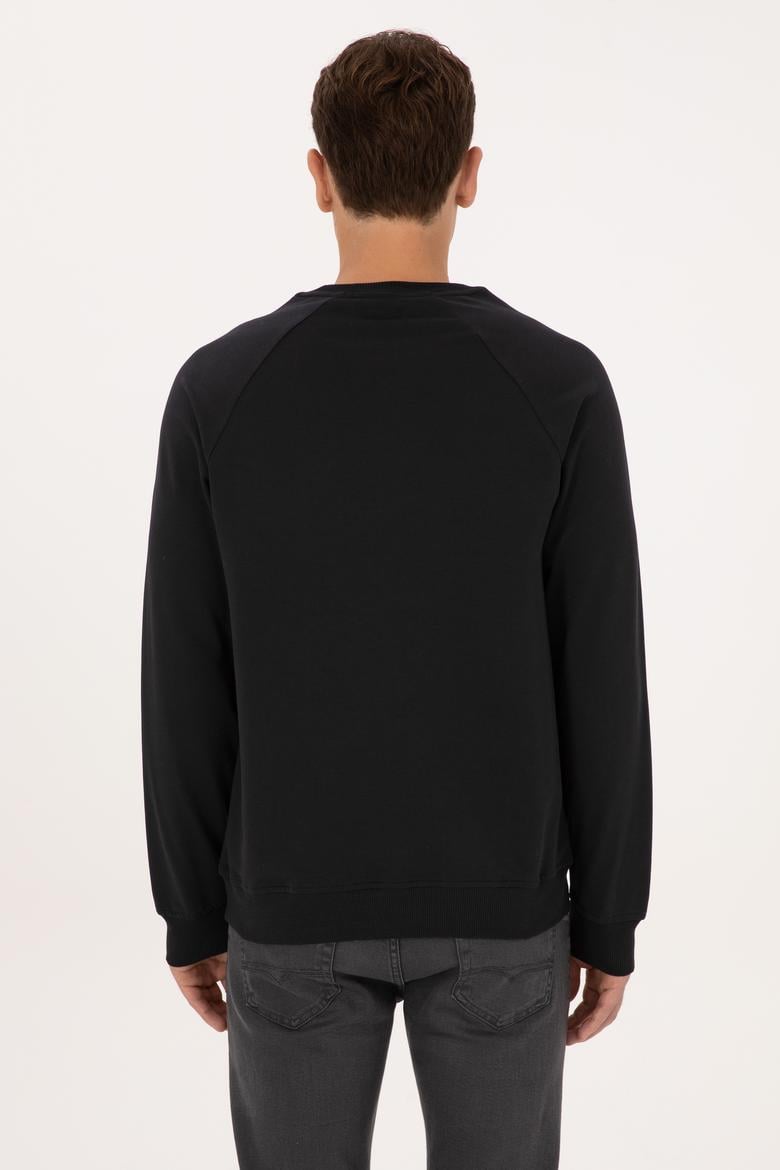 Erkek Regular Fit Bisiklet Yaka Siyah İnce Basic Sweatshirt - 50313752007