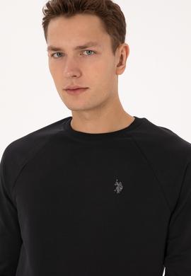 Erkek Regular Fit Bisiklet Yaka Siyah İnce Basic Sweatshirt - 50313752007