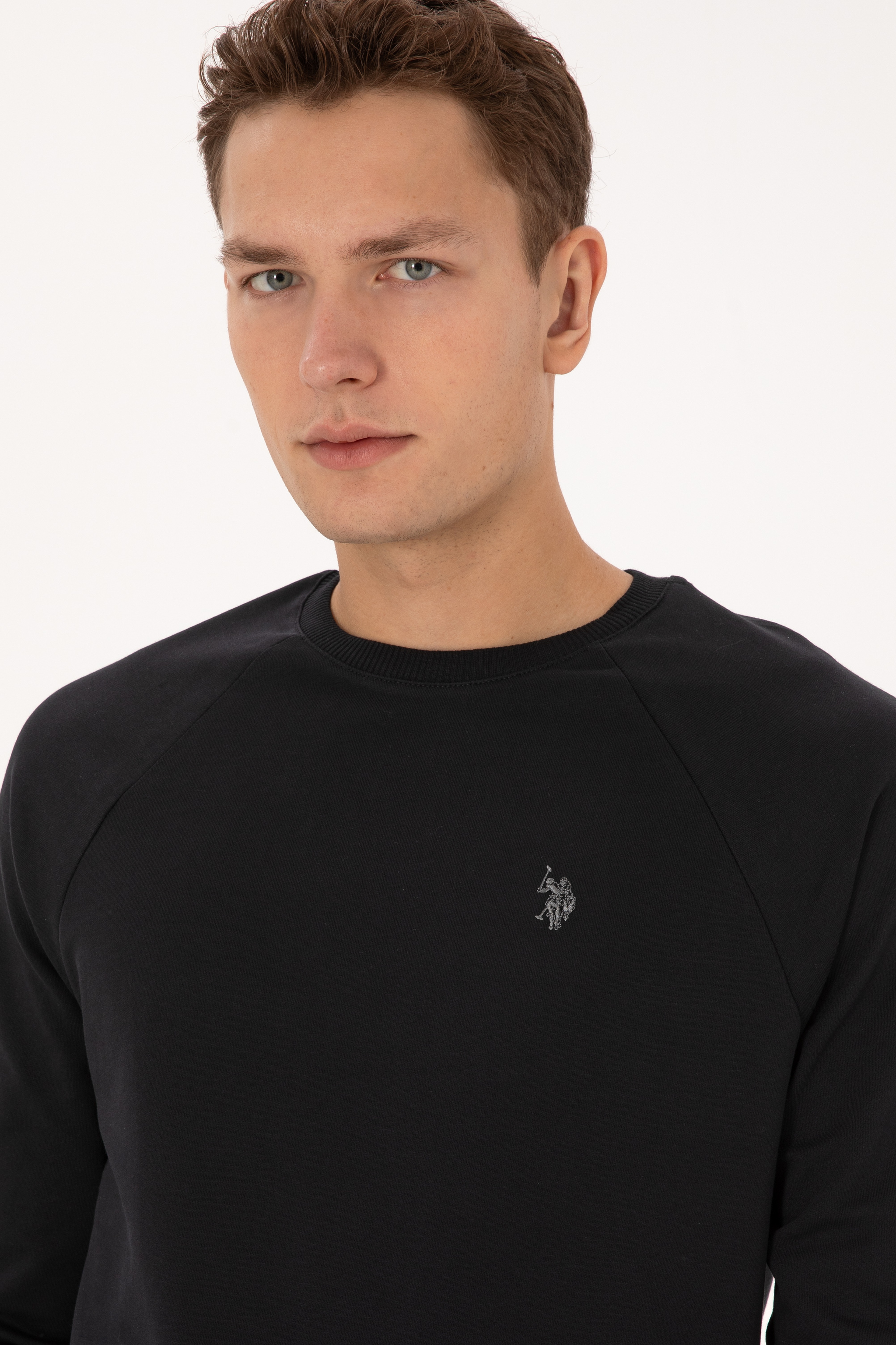 Erkek Regular Fit Bisiklet Yaka Siyah İnce Basic Sweatshirt - Image 4