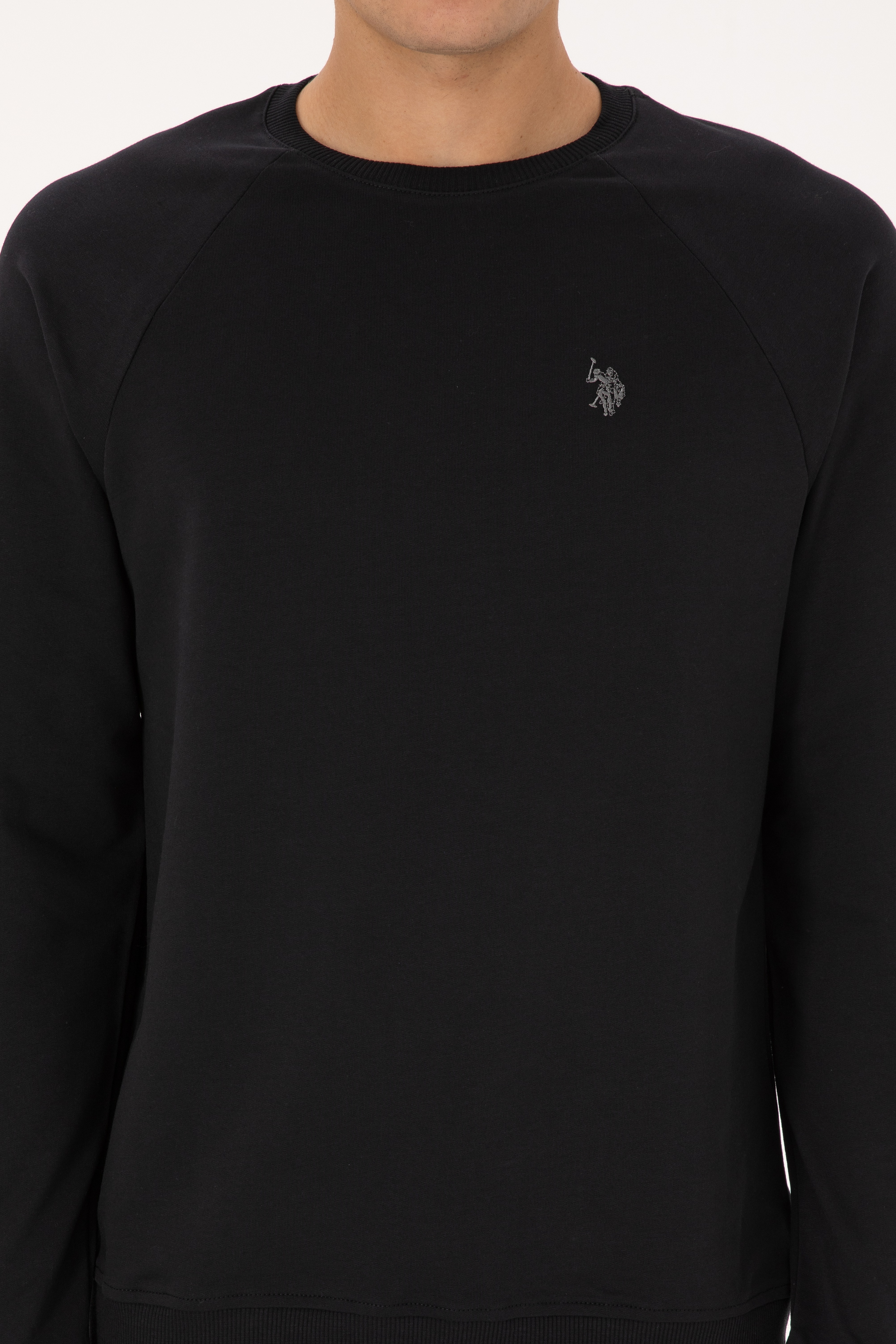 Erkek Regular Fit Bisiklet Yaka Siyah İnce Basic Sweatshirt