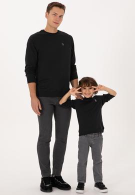 Erkek Regular Fit Bisiklet Yaka Siyah İnce Basic Sweatshirt - 50313752007