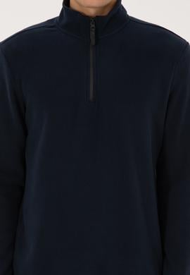 Erkek Regular Fit Lacivert Polar Yarım Fermuarlı Basic Sweatshirt - 50313777026