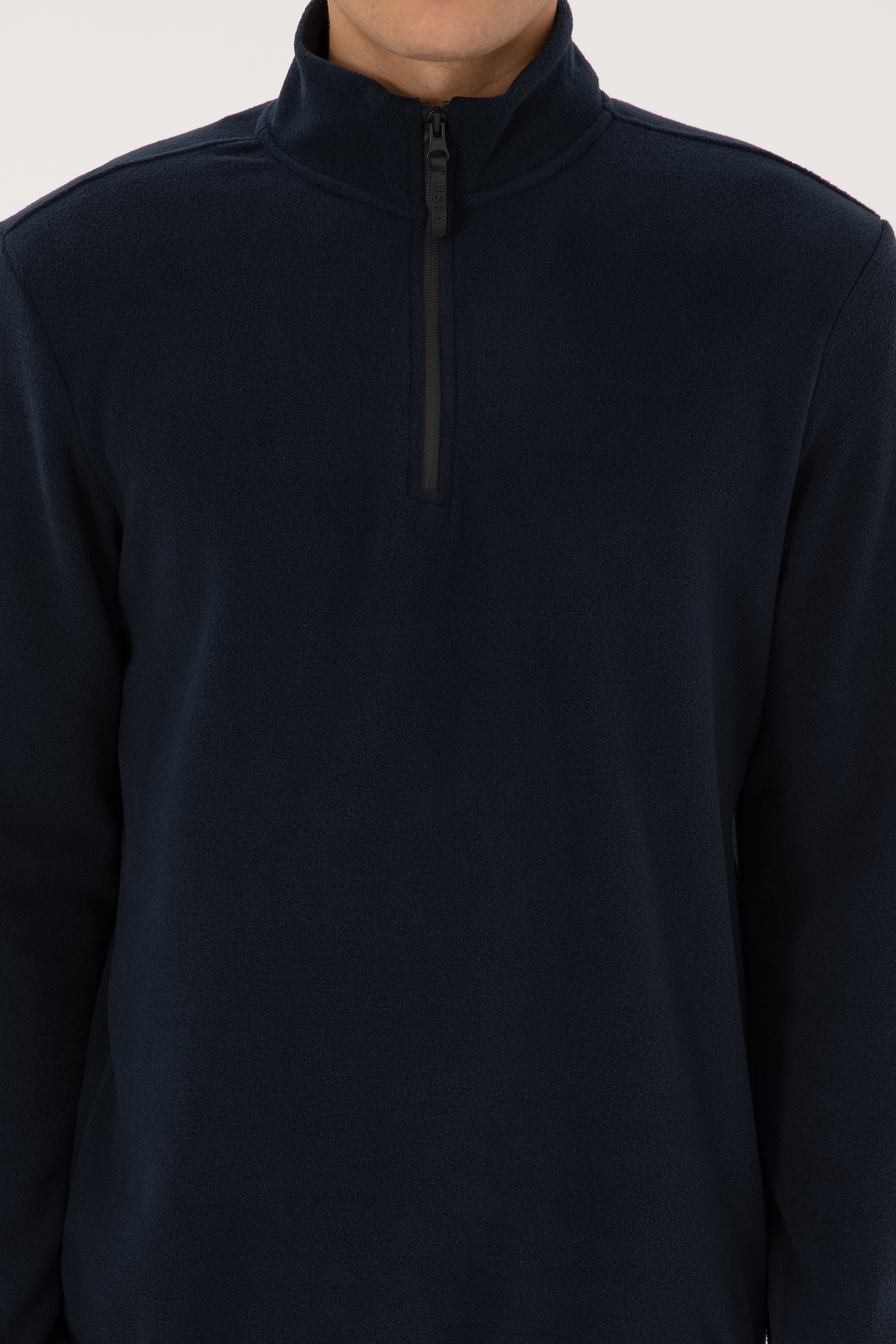 Erkek Regular Fit Lacivert Polar Yarım Fermuarlı Basic Sweatshirt - Image 6