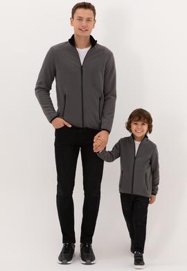 Erkek Çocuk Gri Fermuarlı Sweatshirt - 50313853015
