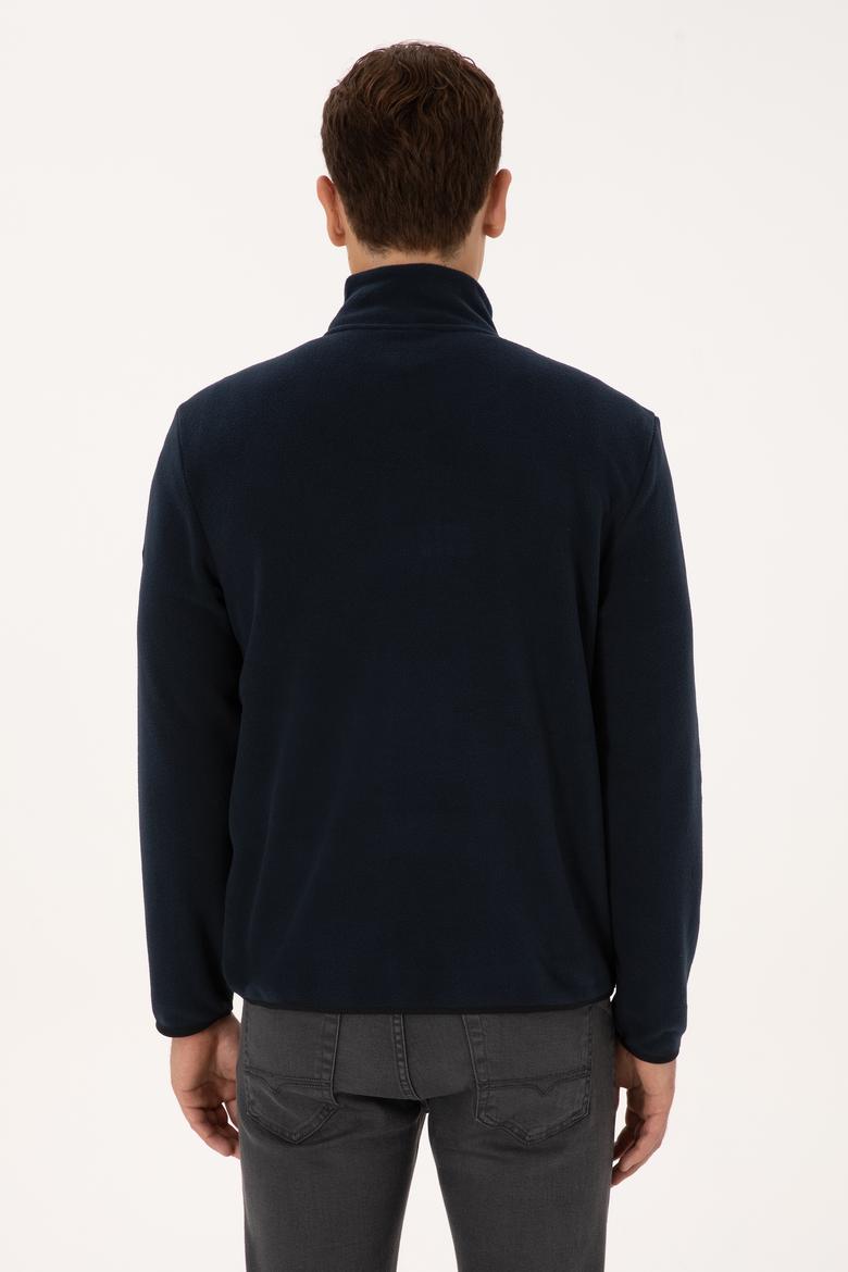 Erkek Regular Fit Lacivert Polar Yarım Fermuarlı Basic Sweatshirt - 50313777026