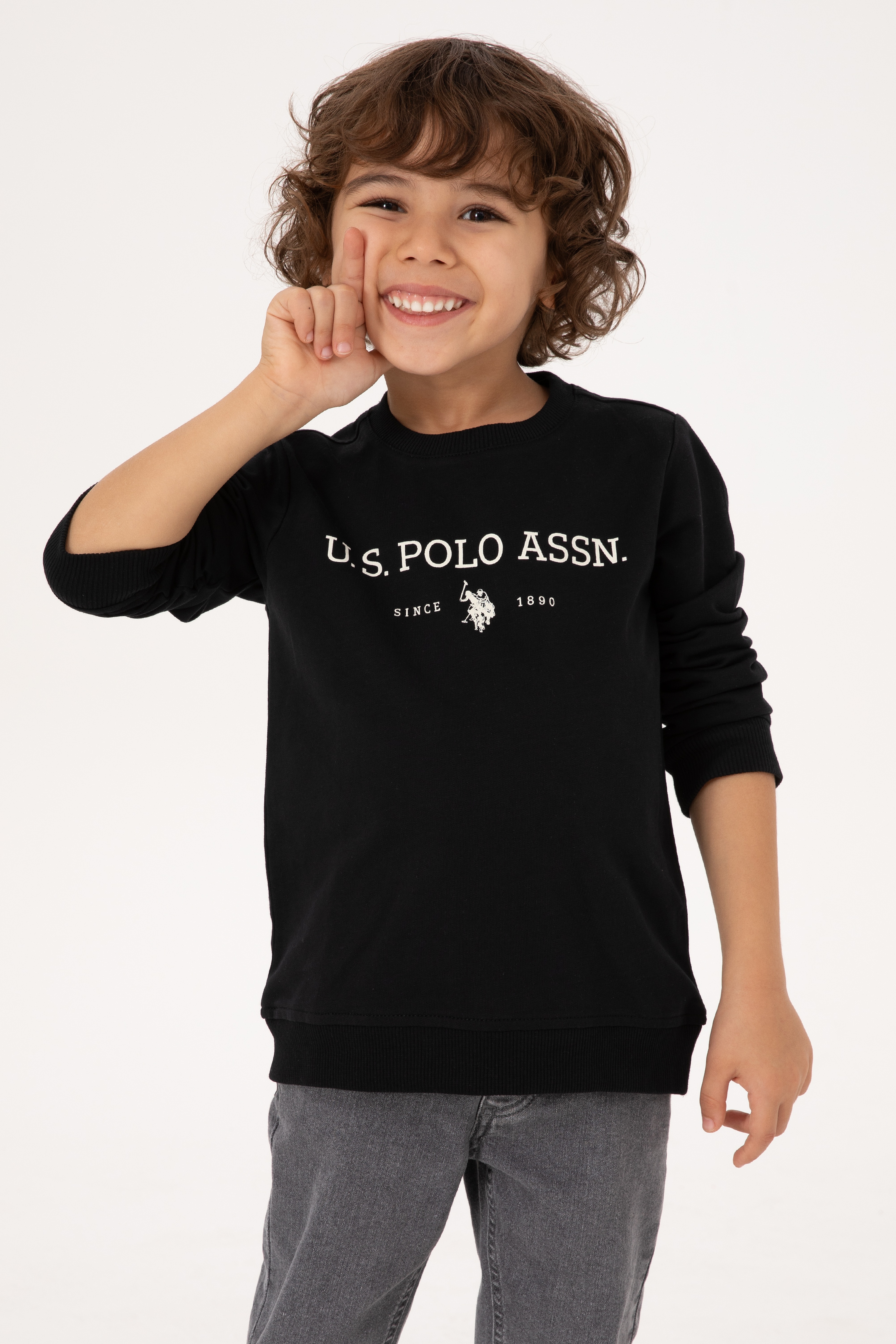 Erkek Çocuk Siyah Bisiklet Yaka Sweatshirt