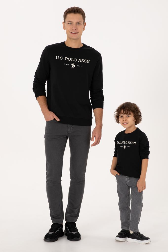 Erkek Çocuk Siyah Bisiklet Yaka Sweatshirt