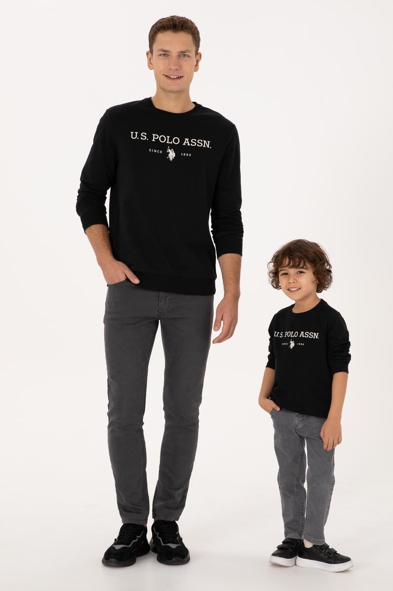 Erkek Çocuk Siyah Bisiklet Yaka Sweatshirt