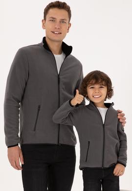 Erkek Çocuk Gri Fermuarlı Sweatshirt - 50313853015