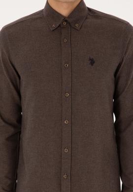 Erkek Kahverengi Uzun Kollu Basic Gömlek - 50316721034