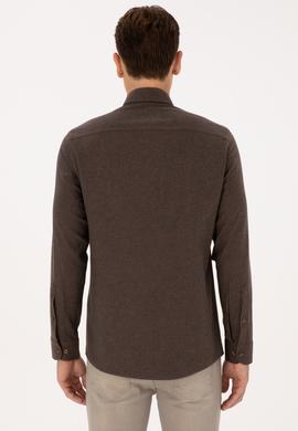 Erkek Kahverengi Uzun Kollu Basic Gömlek - 50316721034