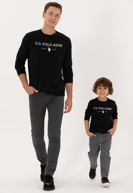 Erkek Regular Fit Bisiklet Yaka Siyah İnce Basic Sweatshirt - 50313743076