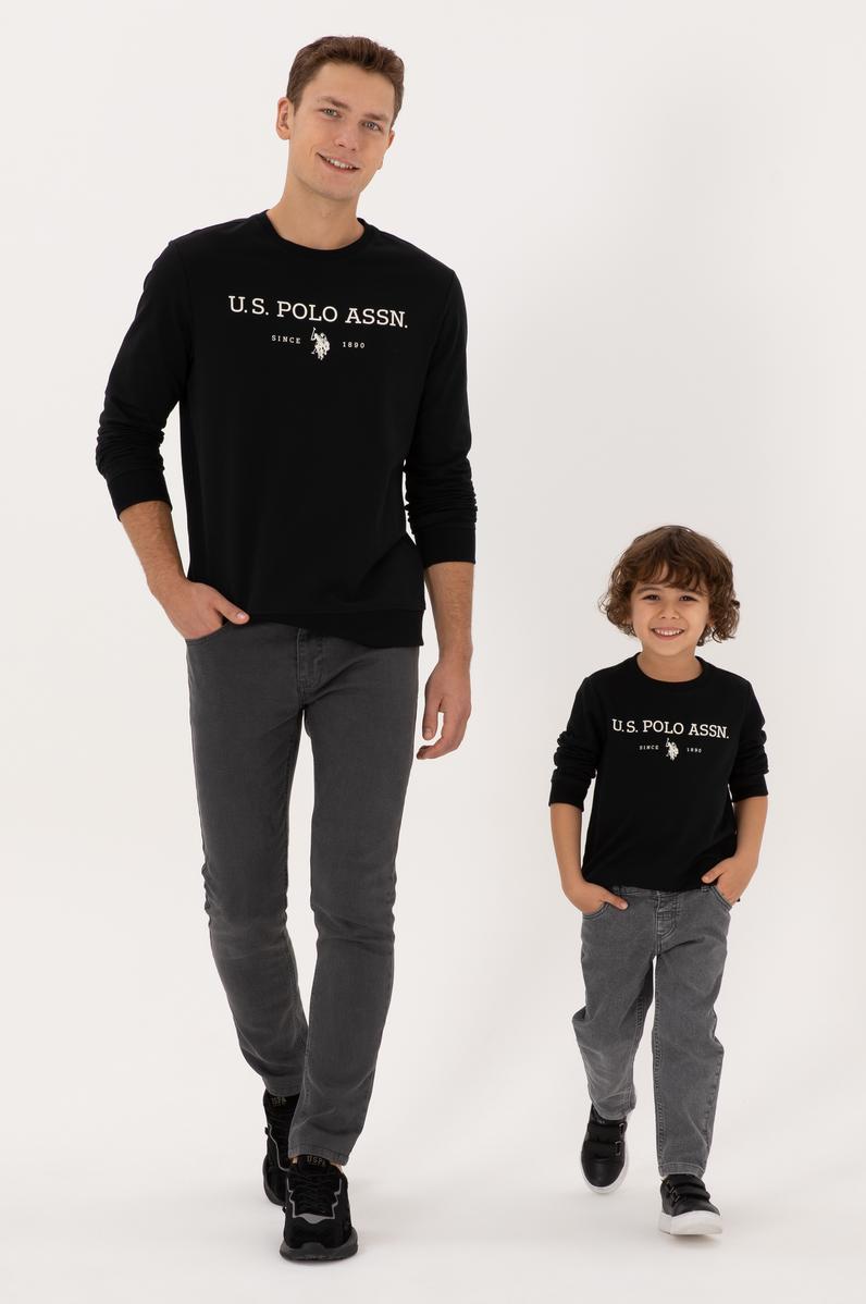 Erkek Regular Fit Bisiklet Yaka Siyah İnce Basic Sweatshirt