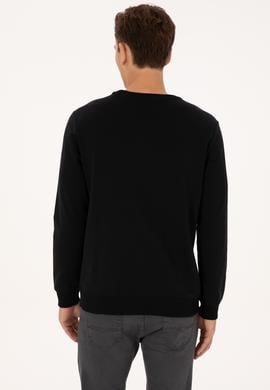 Erkek Regular Fit Bisiklet Yaka Siyah İnce Basic Sweatshirt - 50313743076
