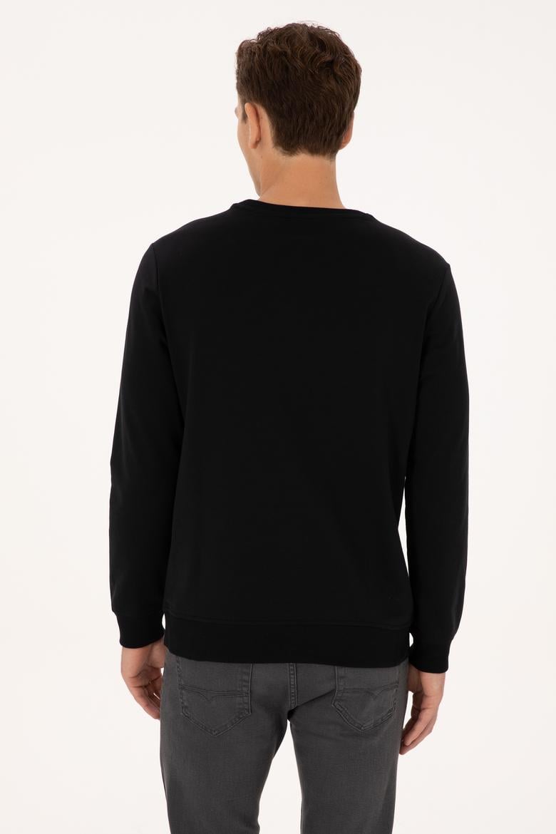 Erkek Regular Fit Bisiklet Yaka Siyah İnce Basic Sweatshirt - 50313743076