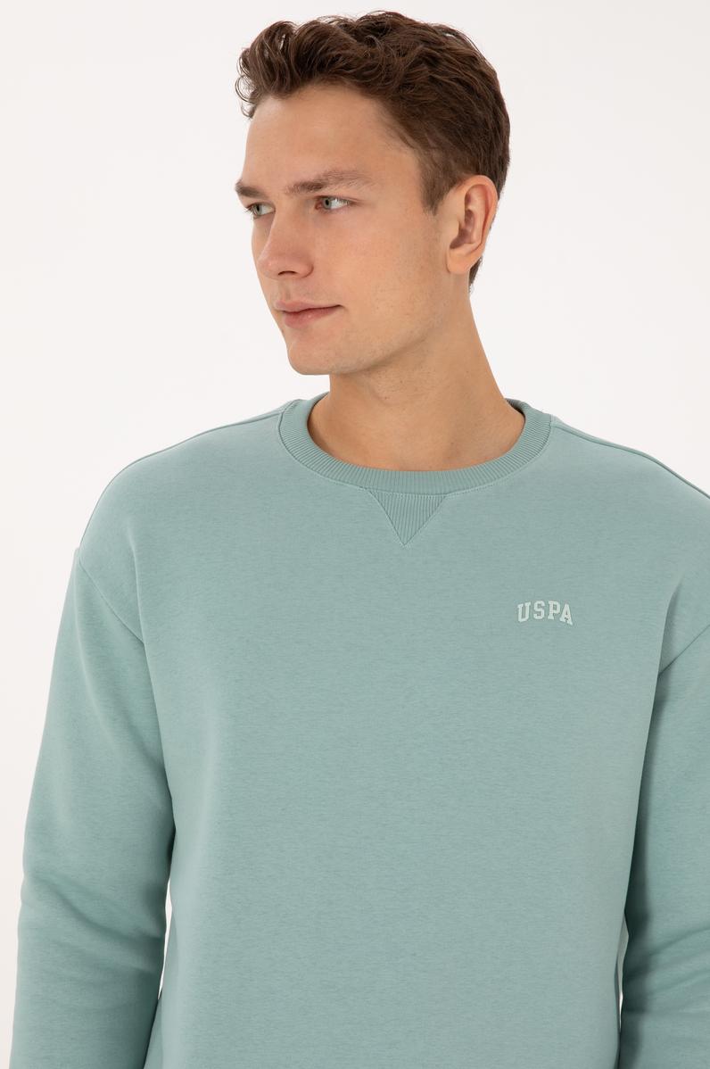 Erkek Comfort Fit Bisiklet Yaka Şardonlu Mint Basic Sweatshirt
