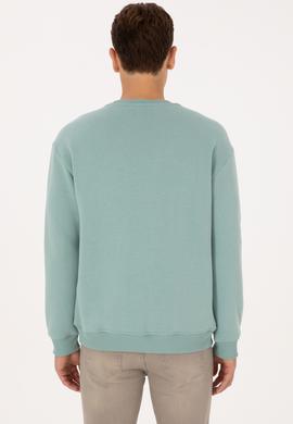 Erkek Comfort Fit Bisiklet Yaka Şardonlu Mint Basic Sweatshirt - 50313757154