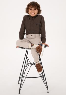 Erkek Çocuk Kahverengi Uzun Kollu Basic Gömlek - 50316769115