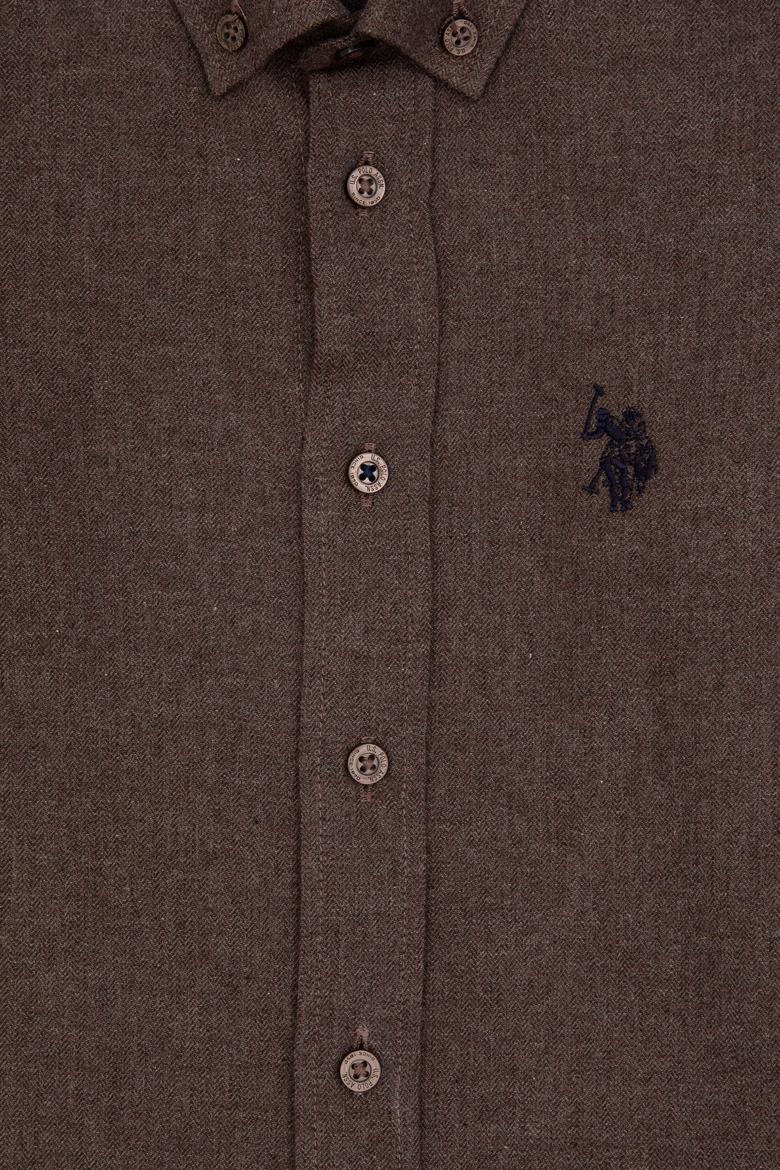 Erkek Çocuk Kahverengi Uzun Kollu Basic Gömlek - 50316769115