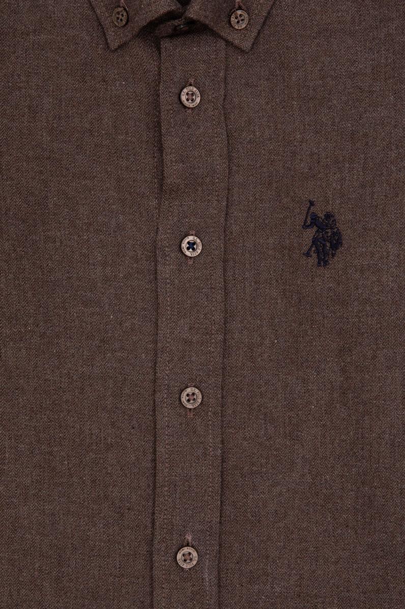 Erkek Çocuk Kahverengi Uzun Kollu Basic Gömlek