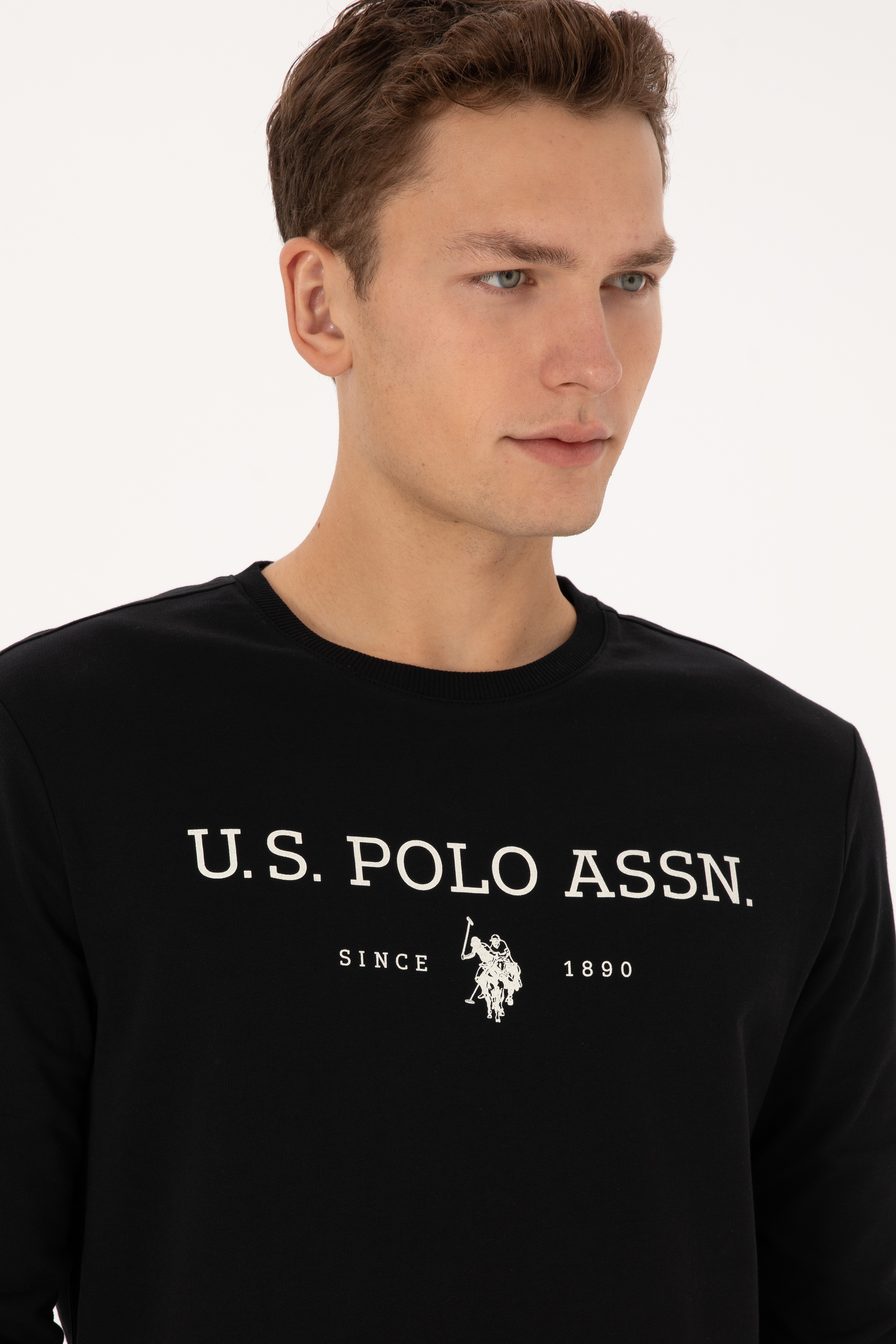 Erkek Regular Fit Bisiklet Yaka Siyah İnce Basic Sweatshirt