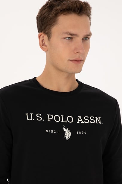 Erkek Regular Fit Bisiklet Yaka Siyah İnce Basic Sweatshirt