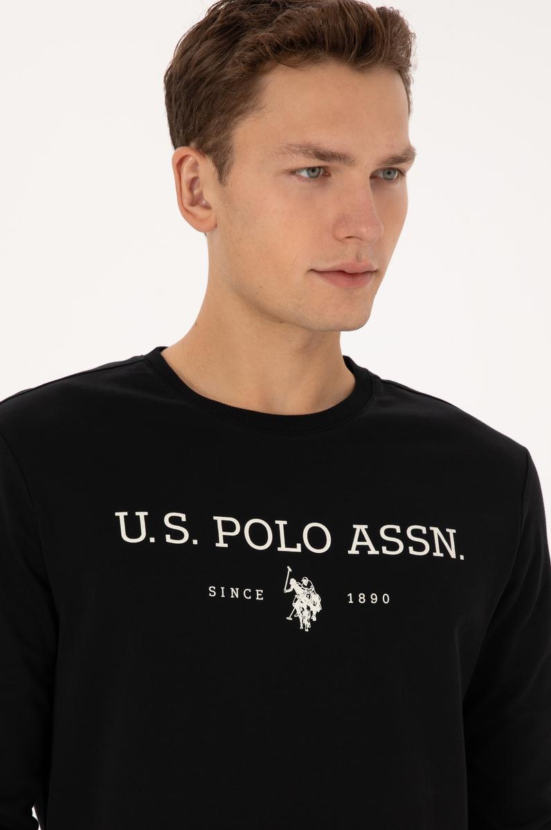 Erkek Regular Fit Bisiklet Yaka Siyah İnce Basic Sweatshirt