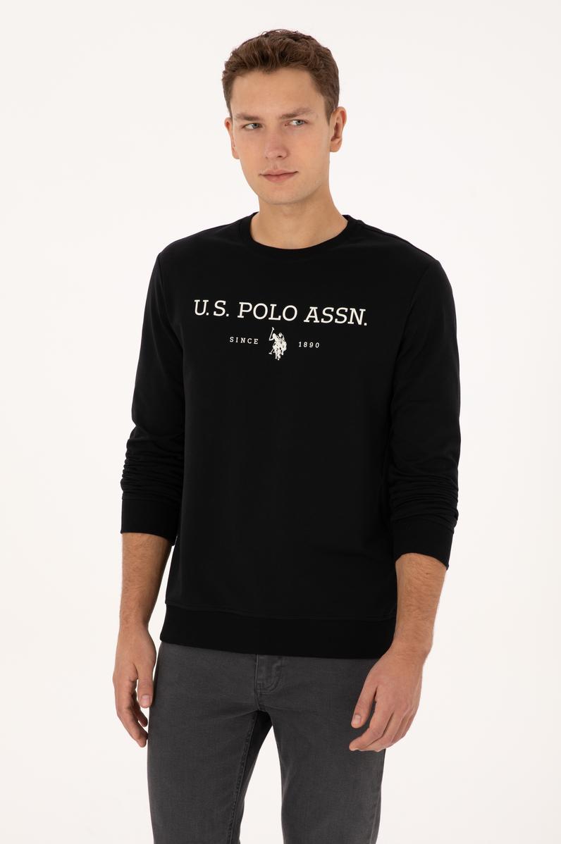 Erkek Regular Fit Bisiklet Yaka Siyah İnce Basic Sweatshirt