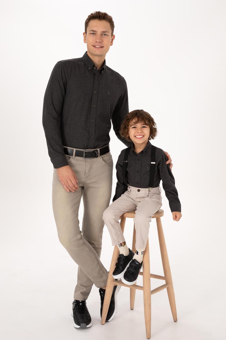 Erkek Siyah Uzun Kollu Basic Gömlek