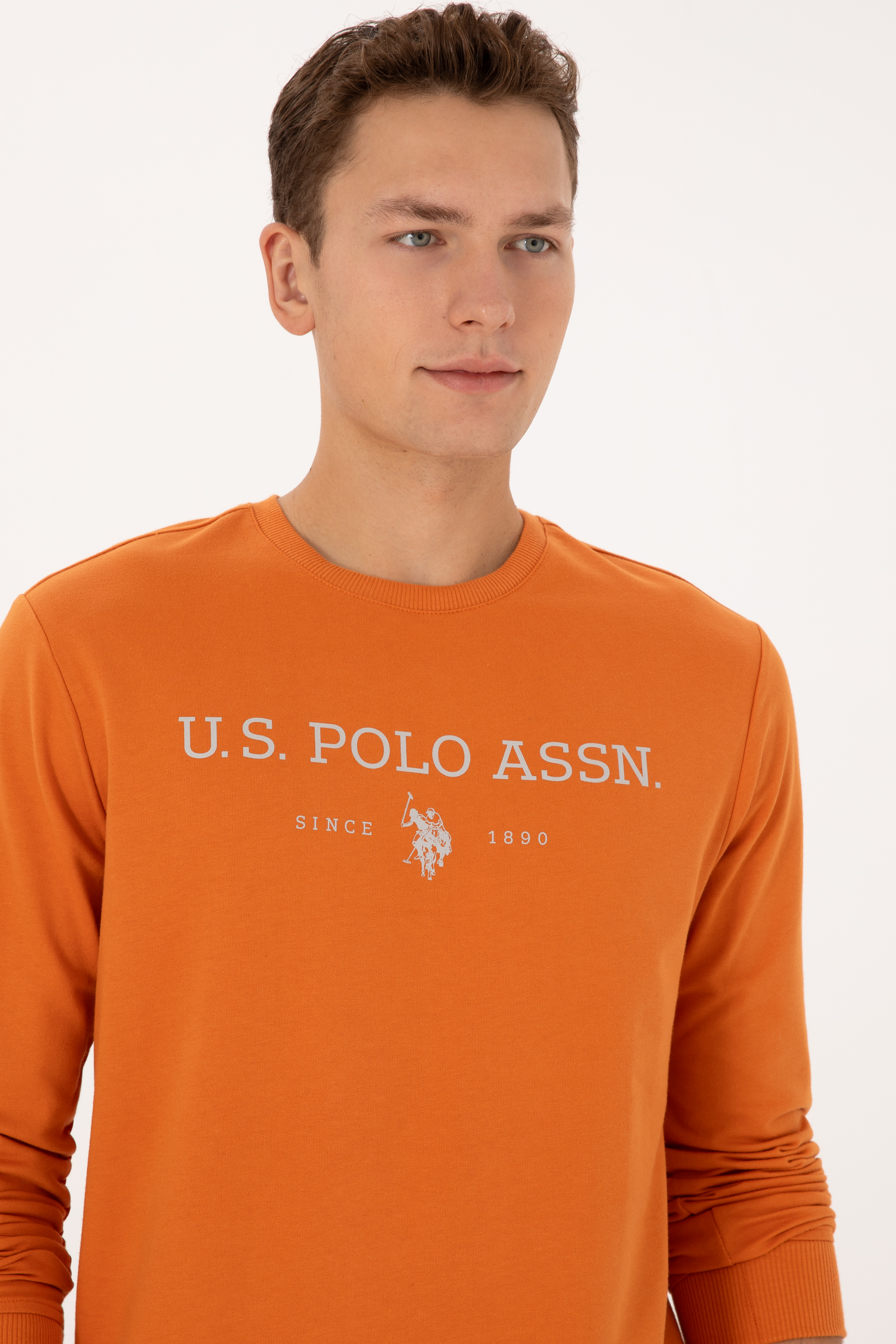 Erkek Regular Fit Bisiklet Yaka Bakır İnce Basic Sweatshirt - Image 2