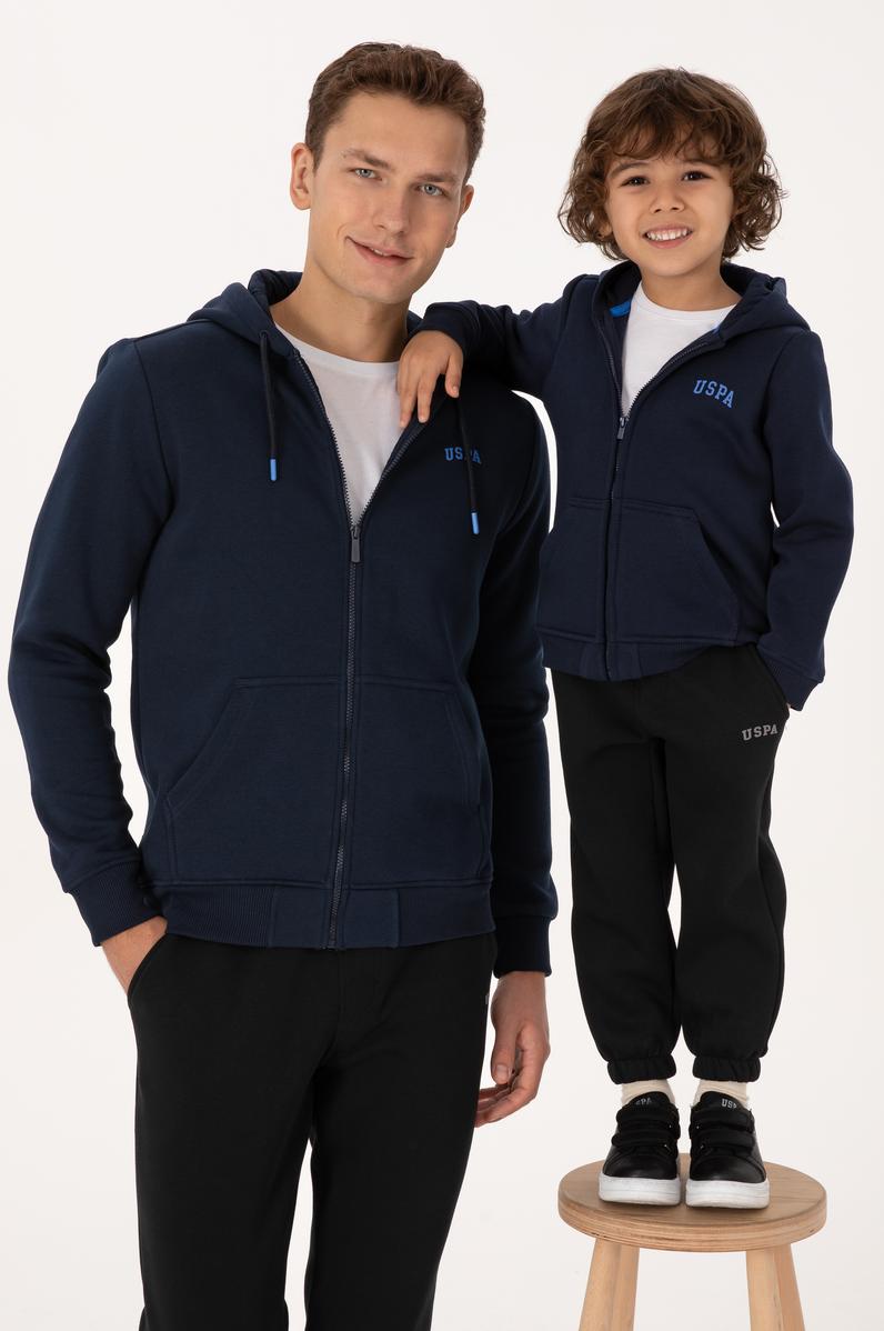 Erkek Çocuk Lacivert Fermuarlı Kapüşonlu Örme Hırka