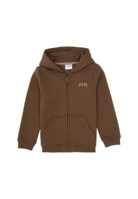 Erkek Çocuk Haki Fermuarlı Şardonlu Kapüşonlu Örme Hırka - 50313852034