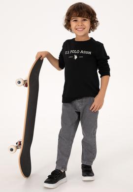 Erkek Çocuk Siyah Bisiklet Yaka Sweatshirt - 50313900073