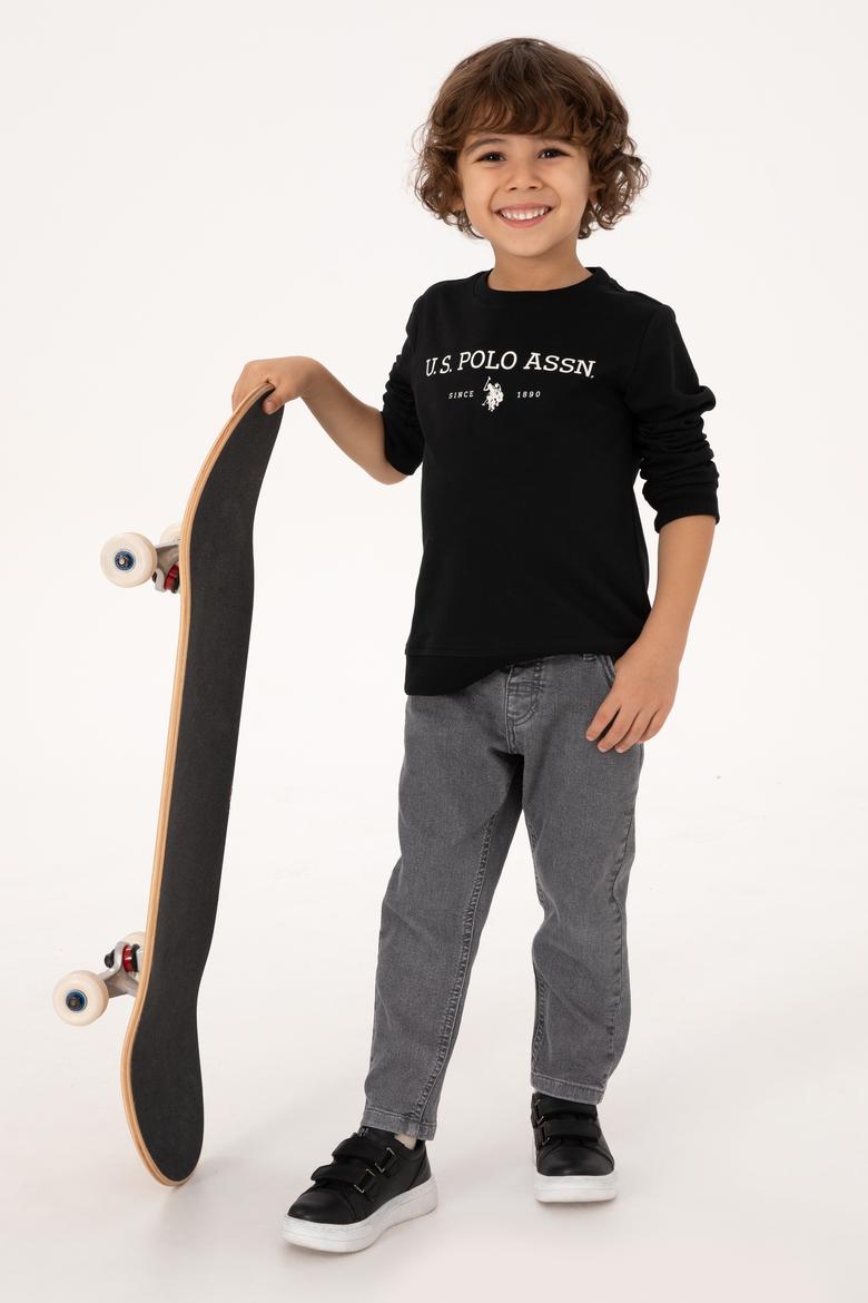 Erkek Çocuk Siyah Bisiklet Yaka Sweatshirt - 50313900073