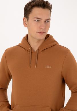 Erkek Regular Fit Kapüşonlu Şardonlu Camel Basic Sweatshirt - 50315582239
