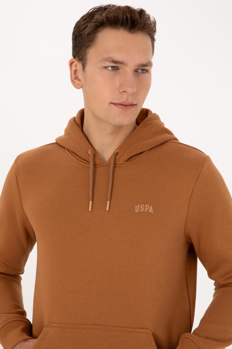 Erkek Regular Fit Kapüşonlu Şardonlu Camel Basic Sweatshirt - 50315582239