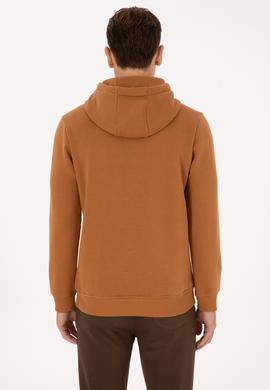 Erkek Regular Fit Kapüşonlu Şardonlu Camel Basic Sweatshirt - 50315582239