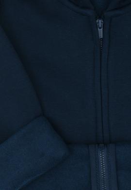 Erkek Çocuk Lacivert Fermuarlı Şardonlu Kapüşonlu Örme Hırka - 50313852009
